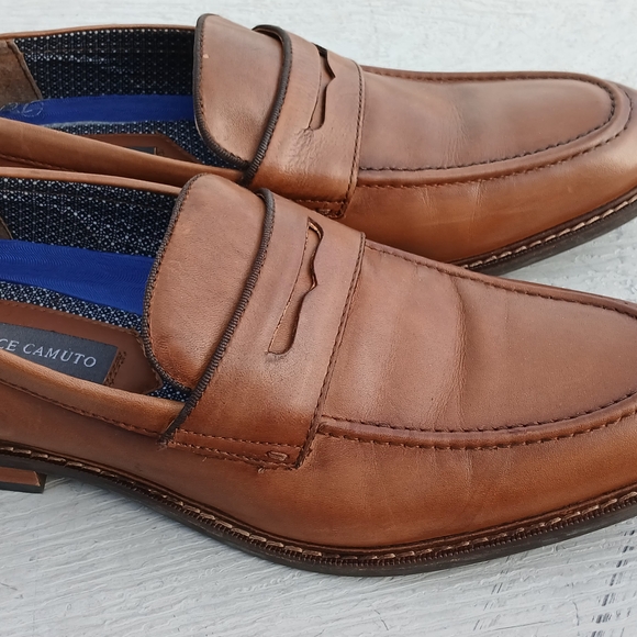Vince Camuto Men's Tan Leather Loafers - Picture 1 of 6